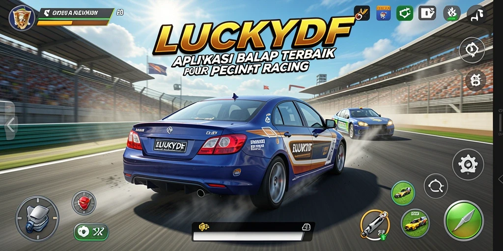 Tangkapan layar menampilkan aksi balap mendebarkan dalam LUCKYDF.