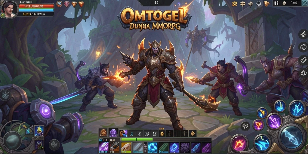 Screenshot utama OMTOGEL menampilkan aksi seru di dunia MMORPG.