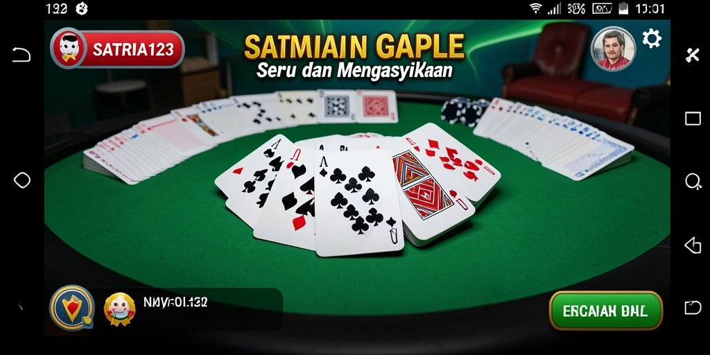 Tampilan gameplay SATRIA123 yang seru dan menarik dalam permainan Gaple.