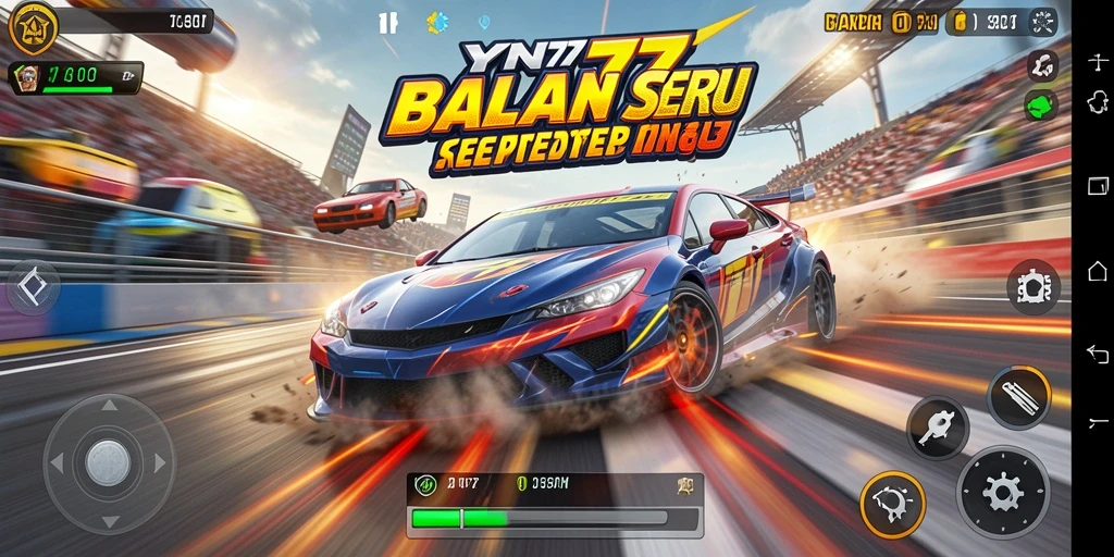 Gameplay Racing yang mendebarkan dengan kecepatan tinggi di lintasan.